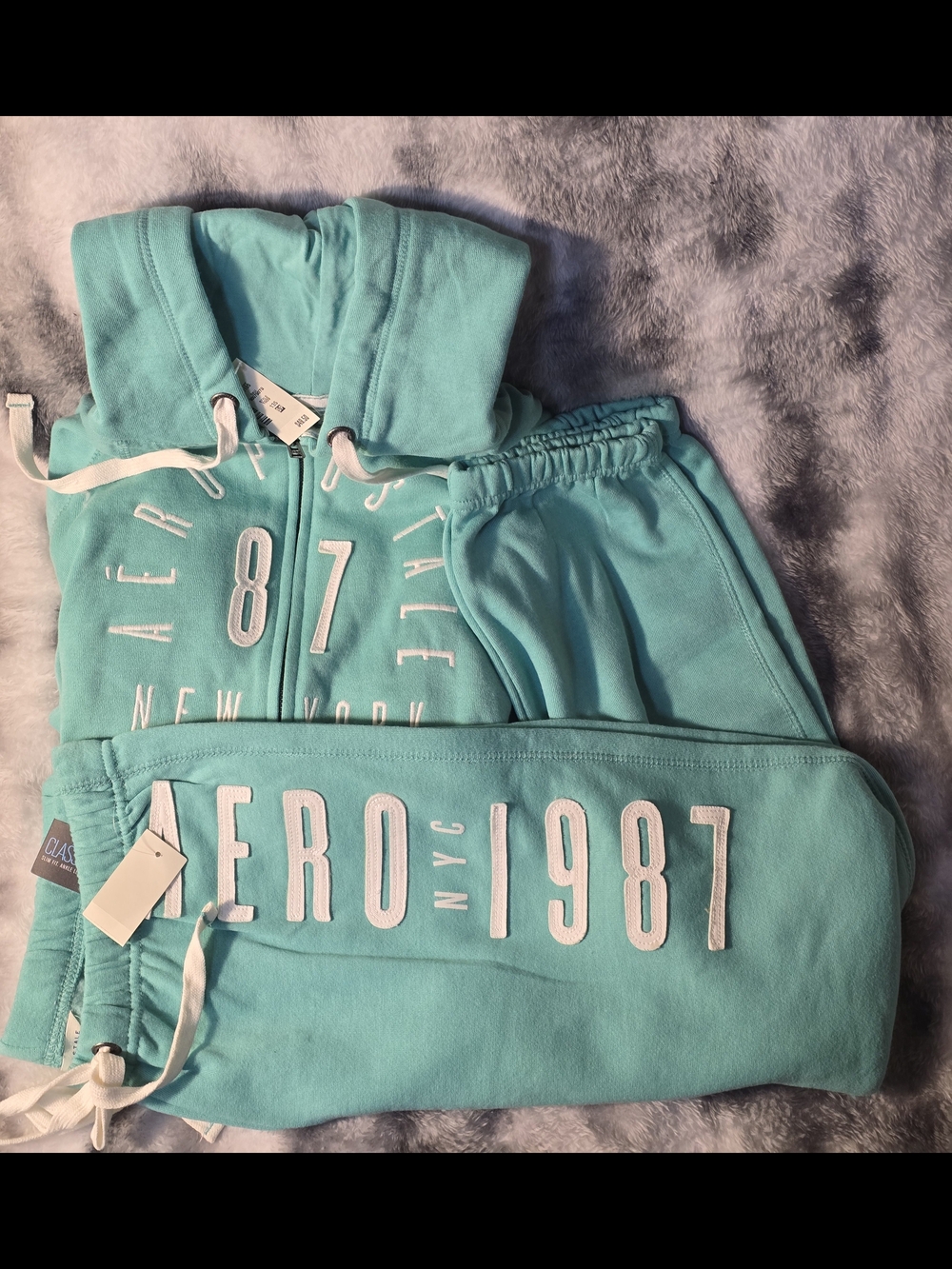 Aeropostale Teal Zip Hoodie and Joggers Set Sz L